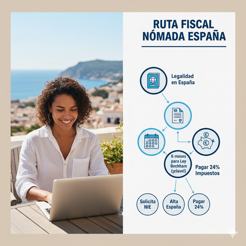 Nómada digital revisando finanzas en España